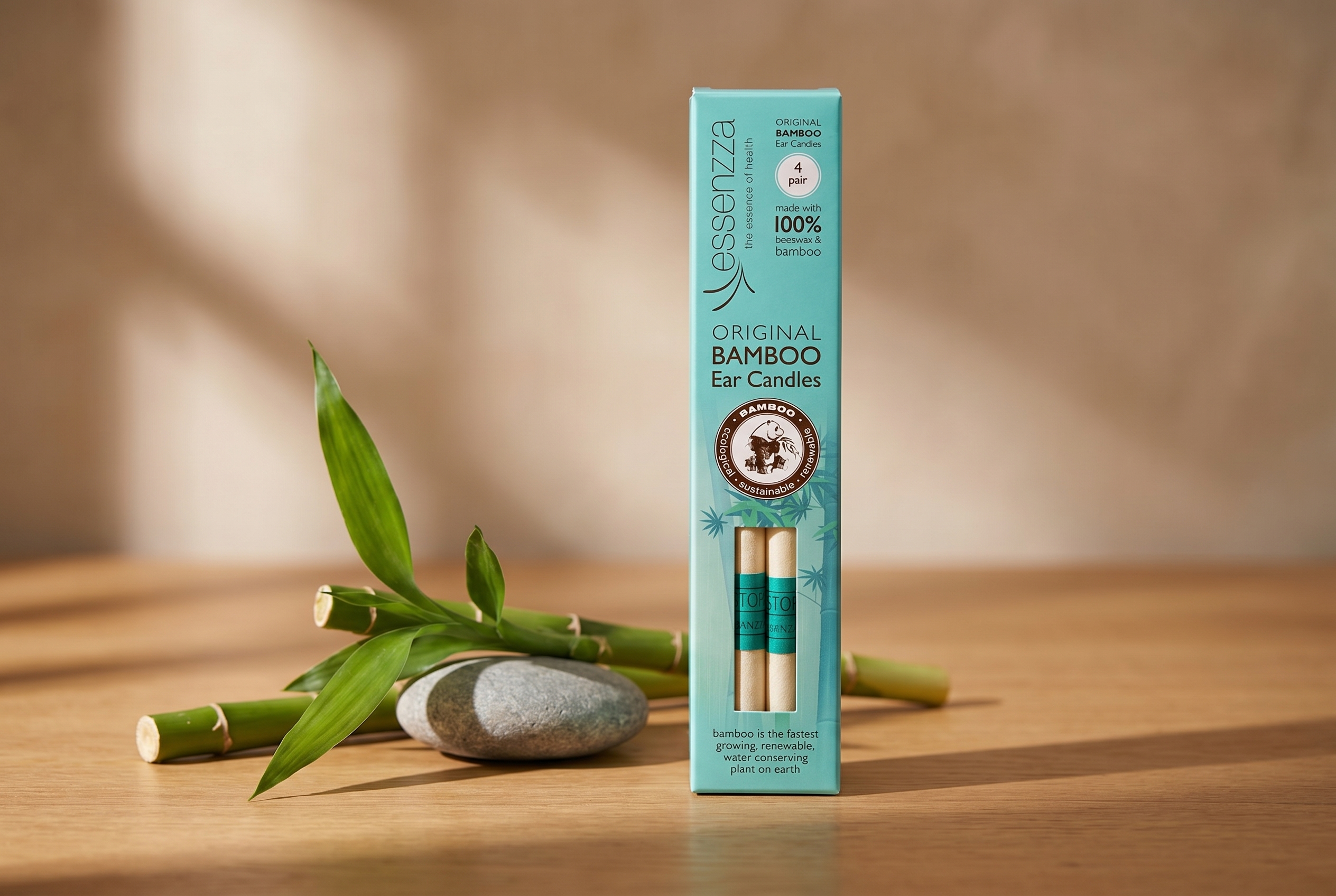 Essenzza Original Bamboo ear candles pack with fresh bamboo — a cosy cold & flu season relaxation ritual